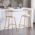 ZUN Bar Stool Set of 2, Luxury Velvet High Bar Stool with Metal Legs and Soft Back, Pub Stool Chairs W117071317