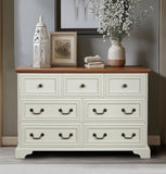 Farmhouse 7 Drawers Dresser for Bedroom, Rustic Chest of Drawers with Natural Texture, Vintage W1785P208312