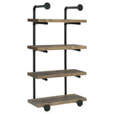 ZUN Black and Rustic Oak 4-tier Wall Shelf B062P145690