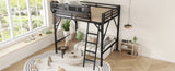 Full Size Loft Bed with Ladder, Metal Full Loft Bed with Storage Shelves, High Loft Bed for Kids W2580P316646