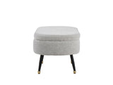Harvey Contemporary Storage Bench in Black Metal and Light Grey Fabric with Gold Metal Accent B202P223577