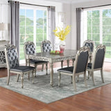 Set of 2 PU Upholstered Dining Chairs, Silver B016P226039