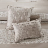 7 Piece Chenille Jacquard Comforter Set Taupe Cal King B03597091