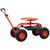 Rolling Garden Scooter Garden Cart Seat with Wheels and Tool Tray, 360 Swivel Seat,Red---refurbished W465P225515