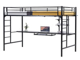 198*143*182cm With Table Shelf Elevated Bed Iron Bed Black 26471128