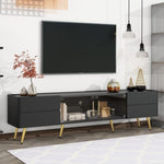 ZUN U-Can Modern TV Stand with LED lights for TVs up to 80 Inches, Entertainment Center with 4 Drawers WF530173AAB