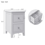 ZUN 2 Drawers Solid Wood Nightstand End Table in White WF283148AAK