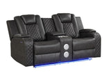 LED & Power Reclining Loveseat Made With Faux Leather in Black 659436023932