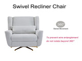 Power Recliner Chair Swivel,Upholstered 360&deg Swivel Recliner with gold 5 star base-light grey N771P298185D