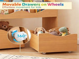 3-Tier Kids Bookshelf Toy Storage Organizer with 2 Rolling Drawers, Rounded Corner Anti-Tipping 55652413