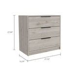 ZUN Cannon 3-Drawer Rectangle Dresser Light Grey B06280505