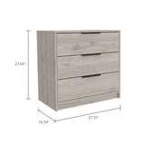 ZUN Cannon 3-Drawer Rectangle Dresser Light Grey B06280505