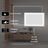 ZUN 48 x 36 Inch Frameless Rectangular LED Bathroom Vanity Mirror with Touch Sensor, Anti-Fog, and 3 21S0305-48