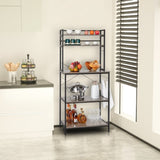 5-Tier Bakers Rack with 10 S-Shaped Hooks, Industrial Microwave Oven Stand, Free Standing 01971249