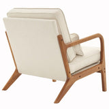 ZUN Oak Armrest Oak Upholstered Single Lounge Chair Indoor Lounge Chair Off-White 92676491