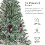 ZUN Pre-lit Xmas Tree Artificial Christmas 4-Piece Set,Garland, Wreath and Set of 2 Entrance Trees X-mas PX283311AAK