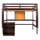 ZUN Twin size Loft Bed with Desk and Writing Board, Wooden Loft Bed with Desk & 2 Drawers Cabinet 41615218