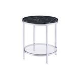 Virlana Faux Black Marble Top & Chrome Finish End Table B2726P270973