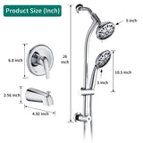 Drill-Free Stainless Steel Slide Bar Combo Rain Showerhead 7-Setting Hand, Dual Shower Head Spa W1219P155528