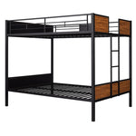 ZUN Full-over-full bunk bed modern style steel frame bunk bed with safety rail, built-in ladder for 26526219