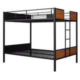 ZUN Full-over-full bunk bed modern style steel frame bunk bed with safety rail, built-in ladder for 26526219