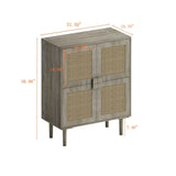 4-Doors Rattan Mesh Storage Cabinet, Sideboard with Eight Storage Spaces, for Entryway, Living Room, W757P198557