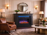 40" Electric Fireplace TV Stand with Mantel, LED Strip & Adjustable Flame for Up to 55" TVs, Black 23537237