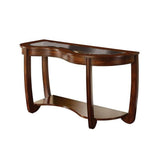 Dark Cherry 1pc Sofa Table Open Bottom Shelf Glass Insert Top Cocktail Table Living Room Furniture B011P246327