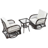 3-piece Outdoor Chair&Table Set 2-person Rattan Seating Group with Two Swivel Chairs and a Square N719P234190D