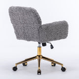 ZUN Furniture Office Chair,Artificial rabbit hair Home Office Chair with Golden Metal Base,Adjustable 45368023