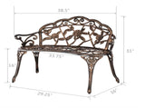 38.5" Cast Aluminum Outdoor Courtyard Decoration Park Leisure Rose Chair 11521628