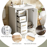 30'' Bathroom with Ceramic Sink Combo,Solid Wood Frame Bathroom Storage Cabinet, Freestanding N710P191970K