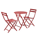 ZUN 3 Piece Patio Bistro Set of Foldable Round Table and Chairs, Red W1586P143160