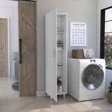 Vintro Storage Cabinet, Broom Hangers, Metal Handle -White B20092126
