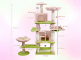 71 inch flower cat tree with large condo removable flower cushion and hammock pink 28088899