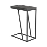 ZUN Rustic Grey Herringbone and Sandy Black Accent Table B062P153638