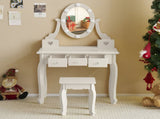 Kids Vanity Set with Mirror and Lights and Stool, 5 Storage Drawers, Pretend Play Princess Makeup 80505306