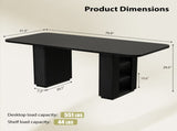 70.9" Rectangular Dining Table for 6 People, Fluted Panel Legs with 2 Side Storage Cabinets, MDF 02706775