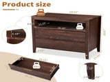 Brown P2 density board solid wood veneer frame 75*40*61CM two drawers with upper compartment 38698742