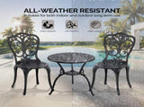 3 PCS Outdoor Bistro Set, All-Weather Cast Aluminum Butterfly Bistro Table and Chairs Set of 2, 37225764
