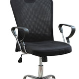 Black and Chrome Height Adjustable Office Chair with Casters B062P153801