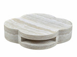 31.5" Clover Round Faux Marble Coffee Table No Assembly Required, Anti-Slip Raised Edge, Open W2664P462015