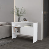 Bylas Console Table in Melamine With Two Doors y Open Storage, White B128P237128