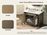 30" Antique Pattern Bathroom Vanity with Rectangle Ceramic Sink, Bathroom Vanity Cabinet with N817P245319L