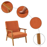 Solid Wood Armrest Teddy Velvet Simple Single Indoor Lounge Chair Backrest Burnt Orange 87153687