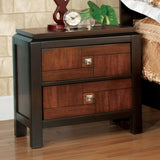 Acacia Walnut 1pc Nightstand Only Transitional Solid wood 2-Drawers Square Chrome Knobs Multitone B01181558