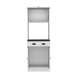 Apex Kitchen Pantry 66.3" H with Drawer, 2 Cabinets, and Microwave Stand, White/Black B097P199737