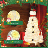 4ft Pre-lit Christmas Tree with 100 Lights, Snowman-Shaped Artificial Christmas Tree, Xmas Tree with 18182047