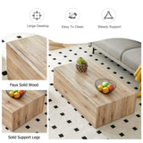 ZUN Modern MDF coffee table with wood texture pattern -39.3x23.6x11.8 inches - stylish and durable W1151P173268