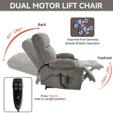 Brown Dual Motor Infinite Position Up to 350 LBS Chenille Power Lift Recliner Chair, Heavy Duty W3224P290202
